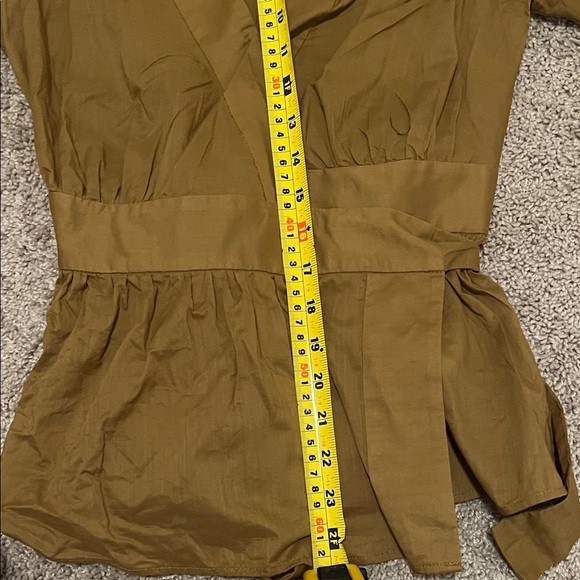 Banana Republic 100% Cotton Mocha Wrap Blouse Size XS - Picture 7 of 7